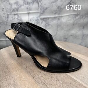 Vince Camuto Norral Sandals Womens 11 Black Leather Cutout Heel